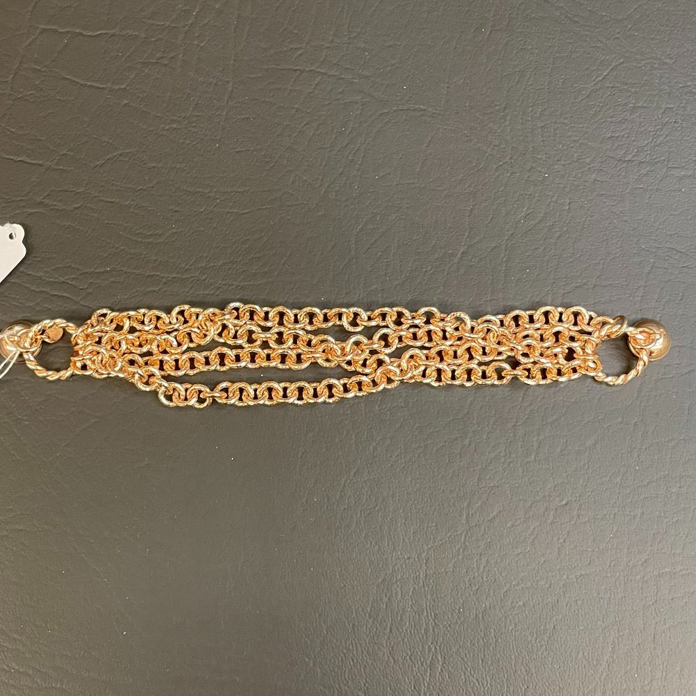 Milor Womens Bronze Multi Strand Chain Link Bracelet Designer Jewelry Italy NEW